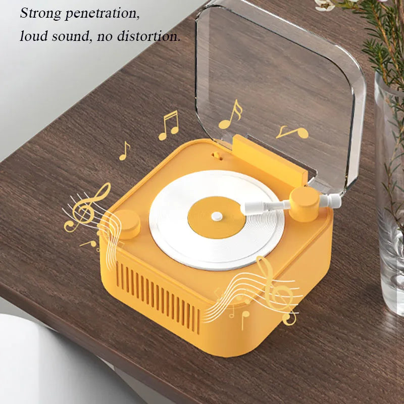 Bluetooth Speaker - Mini Vinyl Record Player Shaped (With Built-in Battery)