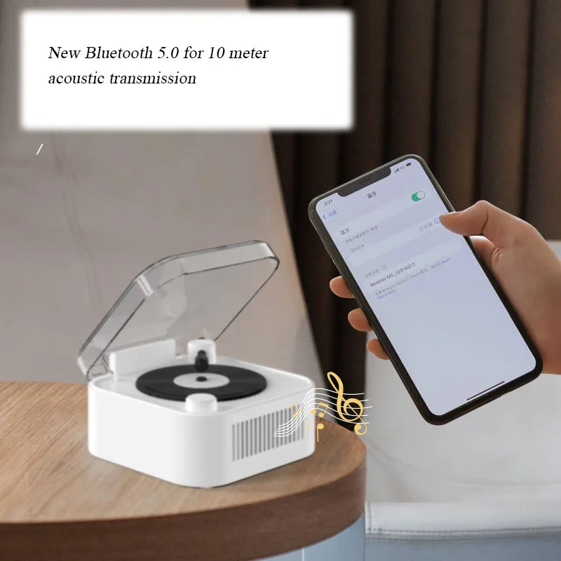 Bluetooth Speaker - Mini Vinyl Record Player Shaped (With Built-in Battery)