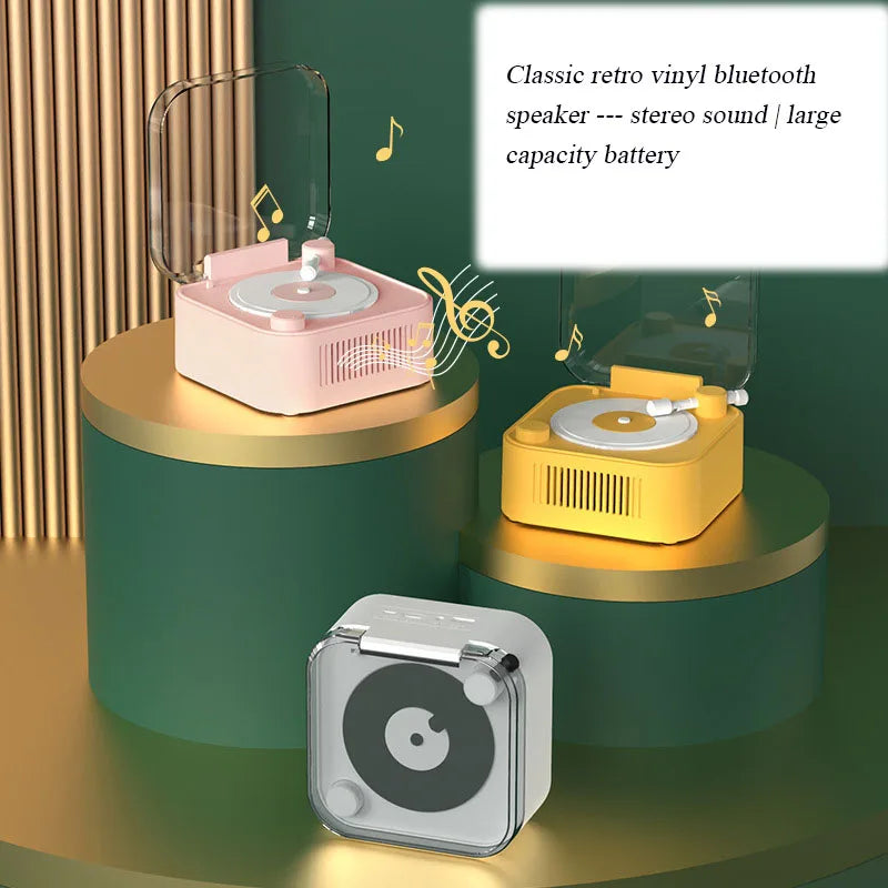 Bluetooth Speaker - Mini Vinyl Record Player Shaped (With Built-in Battery)